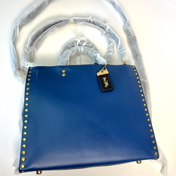 Coach Blue Rogue 30 Bag Colorblock with Gold Rivets CC381 - Picture 11 of 11